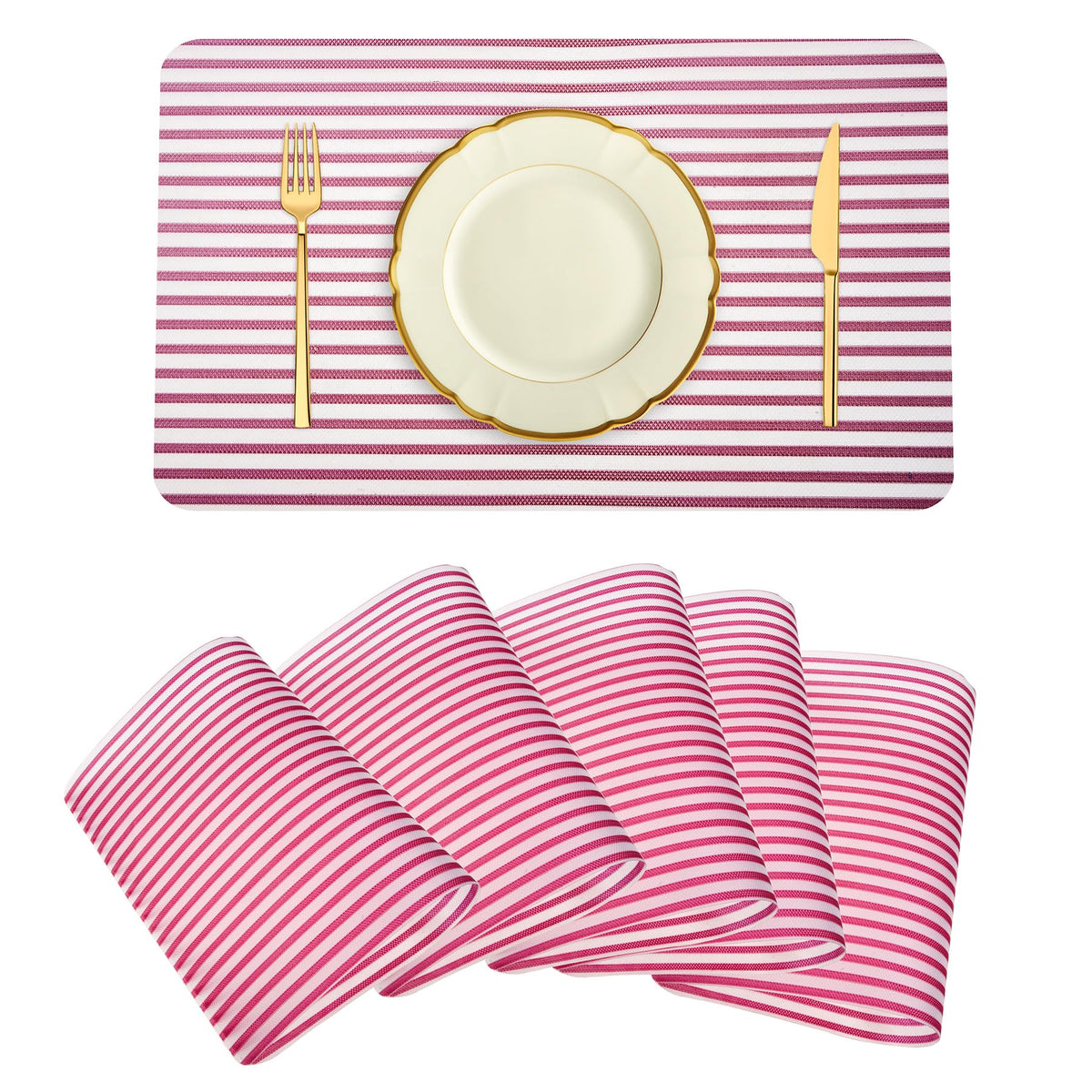 Heart Home Placemat | Placemats for Dining Room | Anti-Slip Table Mat Set | Placemats for Kitchen Table | Dining Table Placemats | Lining Placemat | 6 Piece Set | Maroon