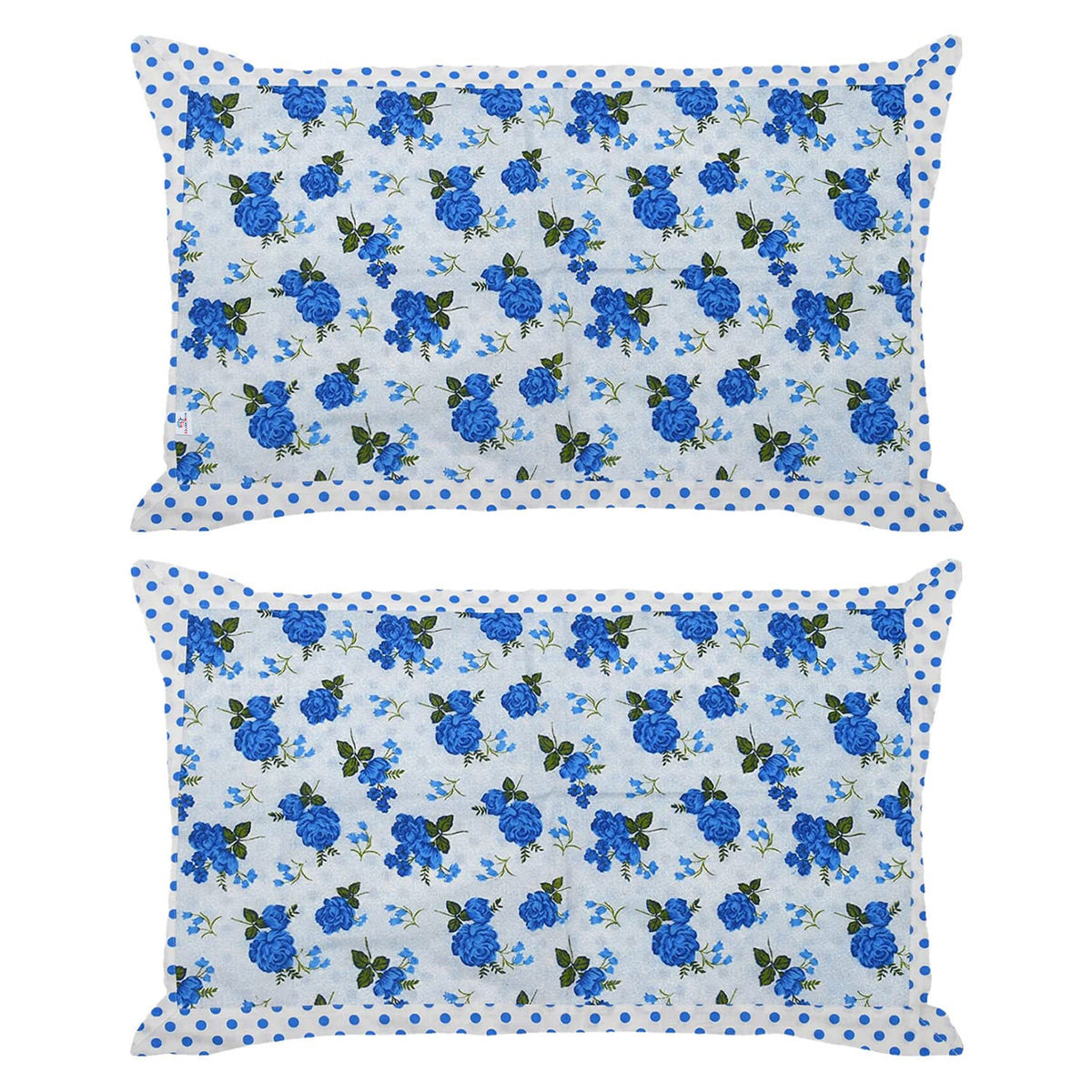 Heart Home Dot Print Cotton Pillow Cover- 17x27 Inch, Set of 2 (Blue)
