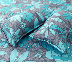Kuber Industries Fitted Double Bedsheet|Glace Cotton Flower Print Bedsheet with 2 Pillow Covers for Living Room|Bedroom|6x6 Feet (Green)