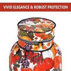 Heart Home Cylinder Cover | PVC LPG Cylinder Cover | Washable & Dustproof | Fruit Print Cylinder Tank Cover | Kitchen Cylinder Cover | LPG Gas Tank Cover | Pack of 2 | Multicolor