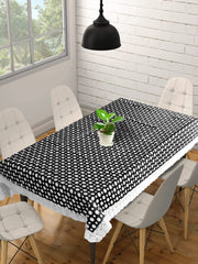 Kuber Industries 60"x90" Dot Printed PVC Waterproof, Antislip & Wipe Clean Dinning Table Cover for 6 Seater (Black & White)-HS43KUBMART25648
