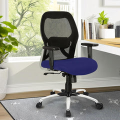 Kuber Industries Ergonomic Office Chairs for Work From Home | Comes with Manual Height Adjustable, Armrest, Headrest & 2D Lumbar Support | Comfy Study Chair for Students with Wheels | Black