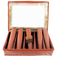 Heart Home Multipurpose Multi Saqare Design Laminated 5 Rod Bangle Box/Organizer/Case With Tranasparent Top (Orange)-47HH0329