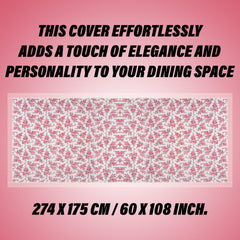 Heart Home Dining Table Cover | Kitchen Dining Tablecloth | 8 Seater Dining Table Cover | Dining Table Cover for Hall Décor | Barik Flower Kitchen Tablecloth | 60x108 | Pink