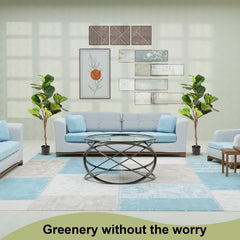 Urbane Home Fiddle Leaf Fig Artificial Tree | 130 CM Tall Plants | 30 Leaves Greenery Plant with Pot | Plant for Home Decor | Plastic | FH-QYR130 | Green