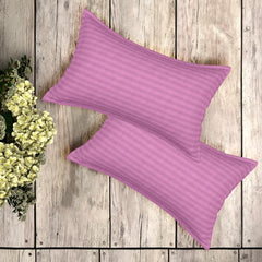 Heart Home Double Bedsheet with 2 Pillow Covers | 144 TC Glace Cotton Bedsheet | Satin Striped Bedsheet for Home | Hotel | Bedroom | 90x100 Inch | Pink