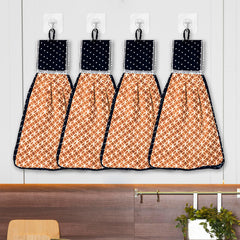 Kuber Industries Napkin | Washbasin Hanging Napkin | Kitchen Towel with Ties | Napkin for Kitchen | Circle Napkin for Bathroom | Hand Towel for Kitchen | Pack of 4 | Golden