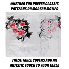 Kuber Industries Center Table Cover | PVC Table Cloth Cover | 4 Seater Table Cloth | Flower Almond Table Cover | Table Protector | Table Cover for Center Table | 40x60 Inch | Black