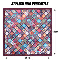 Homestic Food Mat | Digital Rangoli Print Bed Server | Square Laminated Bed Protector for Home | Bed Server for Bedsheet | 27 Inch | Maroon