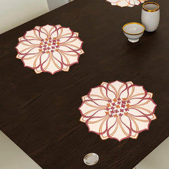 Kuber Industries Side Table Mats | Bed-Side Table Mat | Placemats for Kitchen | Table Placemats | Table Runner Mat | Multi Leaf Side Table Mat | 2 Piece Set | Golden