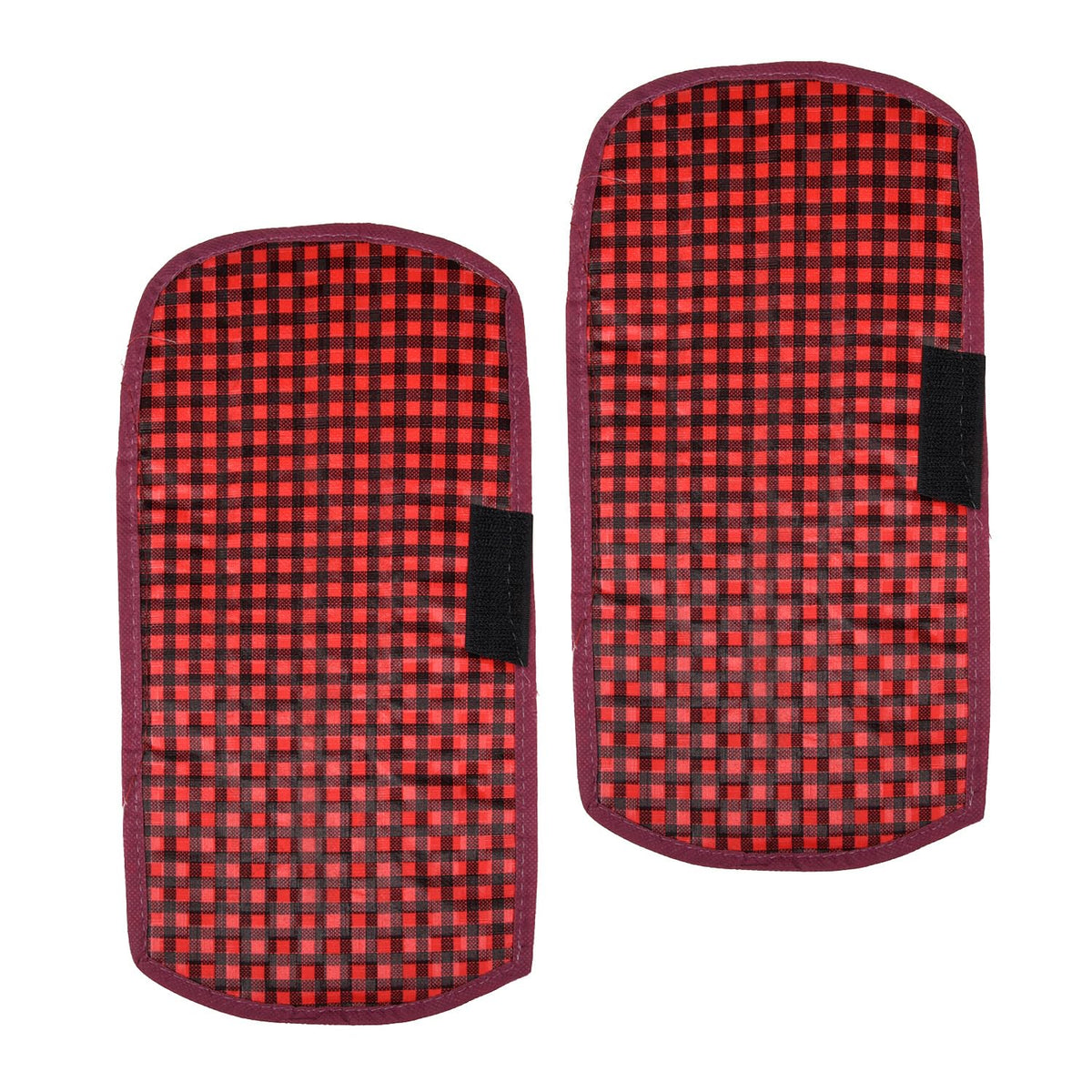 Kuber Industries Fridge Handle Cover | Refrigerator Handle Cover | Fridge Door Handle Protector | Fridge Door Handle Cover | Barik Check Fridge Handle Cover | 2 Piece Set | Maroon