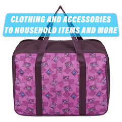 Heart Home Storage Bag | Clothes Storage Attachi Bag | Underbed Storage Bag | Zipper Storage Bag | Wardrobe Organizer with Handle | Travel Attachi Bag | Flower Check | Small | Purple
