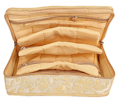 Kuber Industries Flower Design Portable Jewellery Organizer with 4 Tranasparent Pockets (Cream)-HS_38_LUGGAGE21150