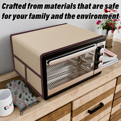 Heart Home Oven Top Cover | Microwave Oven Top Cover | Microwave Cover with 4 Utility Pockets | Oven Cover for Kitchen Décor | Dot Design Oven Top Cover | 28 LTR | Golden