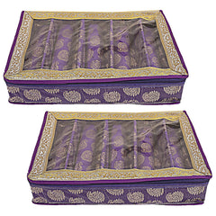 Heart Home Multipurpose Carry Design Laminated 5 Rod Bangle Box/Organizer/Case With Tranasparent Top - Pack of 2 (Purple)-47HH067