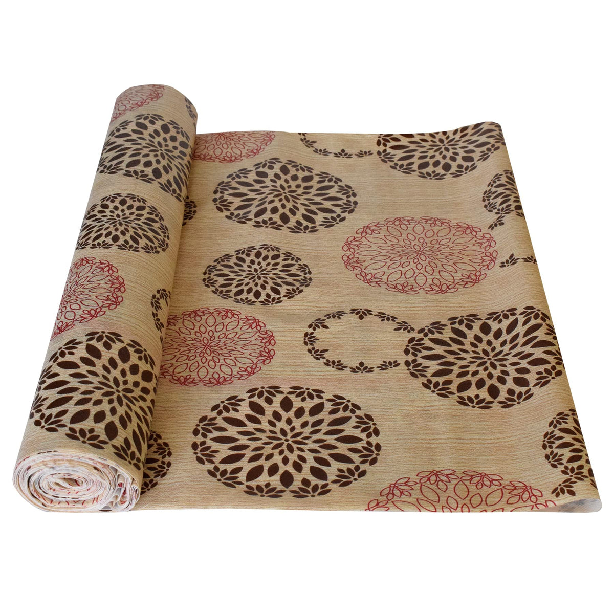 Heart Home Rangoli Printed PVC Anti Slip Skid Shelf Mat, 10 Mtr (Sand)