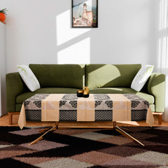 Kuber Industries Center Table Cover | Kitchen Dining Tablecloth | 4 Seater Center Table Cover | Center Table Cover for Hall Décor | Brown Star Patta Net Tablecloth | CTC | 60x40 | Orange