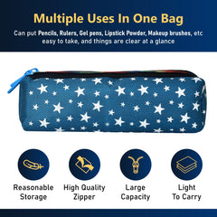 Heart Home Pencil Pouch|Rexine Stationary Pouch|Pencil Utility Pouch|School Pencil Case for Kids|Pen-Pencil Box for Kids|2 Zipper Pencil Organizer|Star Pencil Pouch|Pack of 2|Blue