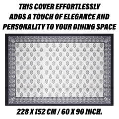 Kuber Industries Dining Table Cover | Polyester Table Cloth Cover | 6-Seater Table Cloth | Harmony Table Cover | Table Protector | Table Cover for Dining Table | 60x90 Inch | DTC | White & Black