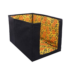 Kuber Industries Flower Design Non-Woven 4 Pieces Shirt Stacker Wardrobe Organizer (Yellow) - CTKTC23235