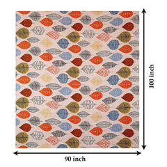 Heart Home Double Bedsheet|Glace Cotton Leaf Print Bedsheet with 2 Pillow Covers for Living Room|Bedroom|90x100 Inch (Peach)