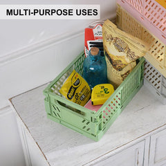 Kuber Industries (Set of 2) Small & Rugged Plastic Basket for Storage - For Kitchen, Makeup, Toiletries & Bathroom Items - Green