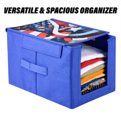 Heart Home Marvel Captain America Wardrobe Organizer | Shirt Stacker Closet Organizer | Shirts and Clothing Organizer | Foldable Storage Boxes | Shelf Organizer | Shirt Stacker Bag | Blue