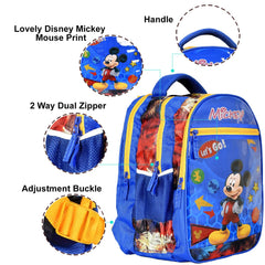 Heart Home Disney Mickey School Bag|Shining Laminated School Bags|Student Bookbag|School Bag for Girls & Boys|School Backpack for Kids|4 Compartments School Bag|Blue