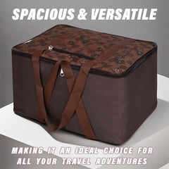 Heart Home Storage Bag | Clothes Storage Attachi Bag | Underbed Storage Bag | Zipper Storage Bag | Wardrobe Organizer with Handle | Travel Attachi Bag | Flower Check | Small | Brown