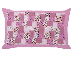 Heart Home Multicheck Floral Print Cotton Pillow Cover- 17x27 Inch, Set of 2 (Pink)