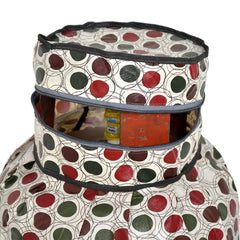 Heart Home PVC Circle Print Waterproof and Dustproof Cylinder Cover for Home & Kitchen Pack of 2 (Cream) 52HH3942