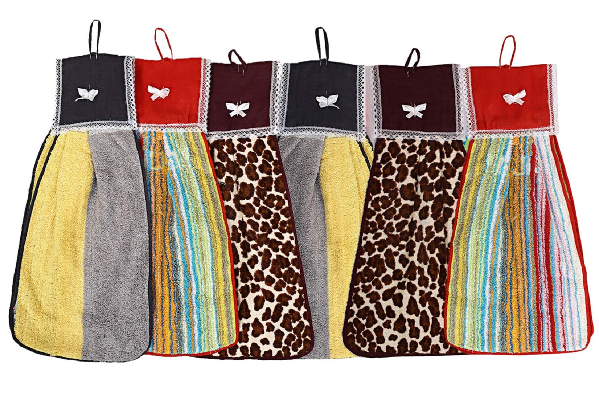 Kuber Industries Printed Design 6 Piece 144 GSM Cotton Washbasin Napkin Towel Set - Multicolour