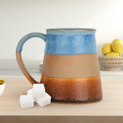 Heart Home Ceramic Aesthetic Coffee Mugs | Microwave, Dishwasher, Refrigerator Safe Single Coffee Cup & Mug | Hot & Cold Milk & Lemon Tea Large Cup | Striped Pattern - Multicolor