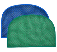 Heart Home D Shape Indoor Outdoor Anti-Slip Rubber Door Mat, 21"x14"- Pack of 2 (Blue & Green)-47HH01306