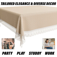 Heart Home Table Cover | Dining Table Cover | Center Table Cover | Reversable Table Cover for Kitchen Table | Dot Square Table Cover for Hall Décor | 48x48 Inch | Golden