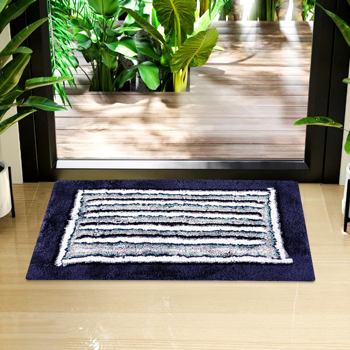 Heart Home Door Mat | Dust Trapper Mat | Door Entrance Mat | Anti-Skid Door Mat | Floor Mat for Home Entrance | Micro Border Door Mat | Entryway Door Mat | Blue