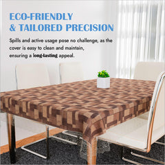 Heart Home Dining Table Cover | PVC Table Cloth Cover | 6-Seater Table Cloth | Table Protector Cover | Table Cover for Dining Table | New Check Table Cover | 60x90 Inch | DTC | Brown