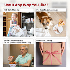 Kuber Industries 31 Pieces Square Unbreakable Microwave & Dishwasher Safe Melamine Dinnerware Kitchen Crockery Set | Glossy Dinner Sets & Kitchen Set for Home | White Rose - White