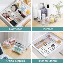 Heart Home Storage Organizer Set | Kitchen Organizer | Makeup Organizer Tray Set | Desk Drawer Divider Tray | Multi-Purpose Organizer Set | Stationery Organizer | 7 Piece Set | Transparent