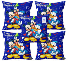 Heart Home Disney Team Mickey Print Silk Special Long Crush Cushion Covers (16"x16") Set of 5, Royal Blue-HEART9988