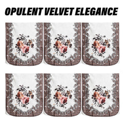 Heart Home Sofa Cover Set | Sofa Slip Cover Set | Check Border Sofa Cover | Velvet 5 Seater Couch Cover | Sofa Slipcover Set | Sofa Cover for Living Room | Brown