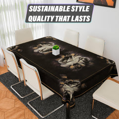 Heart Home Dining Table Cover | Tabletop Cover | Table Buffet Cover | Table Linen Cover | 6-Seater Table Cloth | Table Cloth Cover | Gulab Painting | DTC | 60x90 Inch | Brown