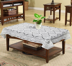 Heart Home Argyle Printed Cotton 4 Seater Center Table Cover,40"x60" (White)-44HH025