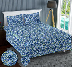 Kuber Industries Double Bedsheet|Cotton 120 TC Luxury Printed Soft & Lightweight Bedsheet with 2 Pillow Covers, 90x37 Inch (Green) (Pack of 3)