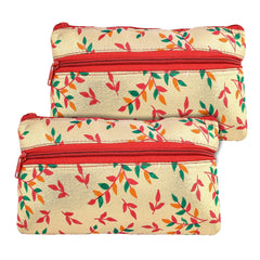 Heart Home Clutch Purse | Traditional Hand Purse | Silk Shagun Hand Bag | Gifts Hand Purse | Hand Wallet Clutch | Ladies Hand Purse | Shining Leaf Chain Purse | Pack of 2 | Golden