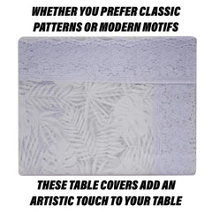 Heart Home Center Table Cover | PVC Table Cloth Cover | 4 Seater Table Cloth | Self Leaf Table Cover | Table Protector | Table Cover for Center Table | 40x60 Inch | CTC | White