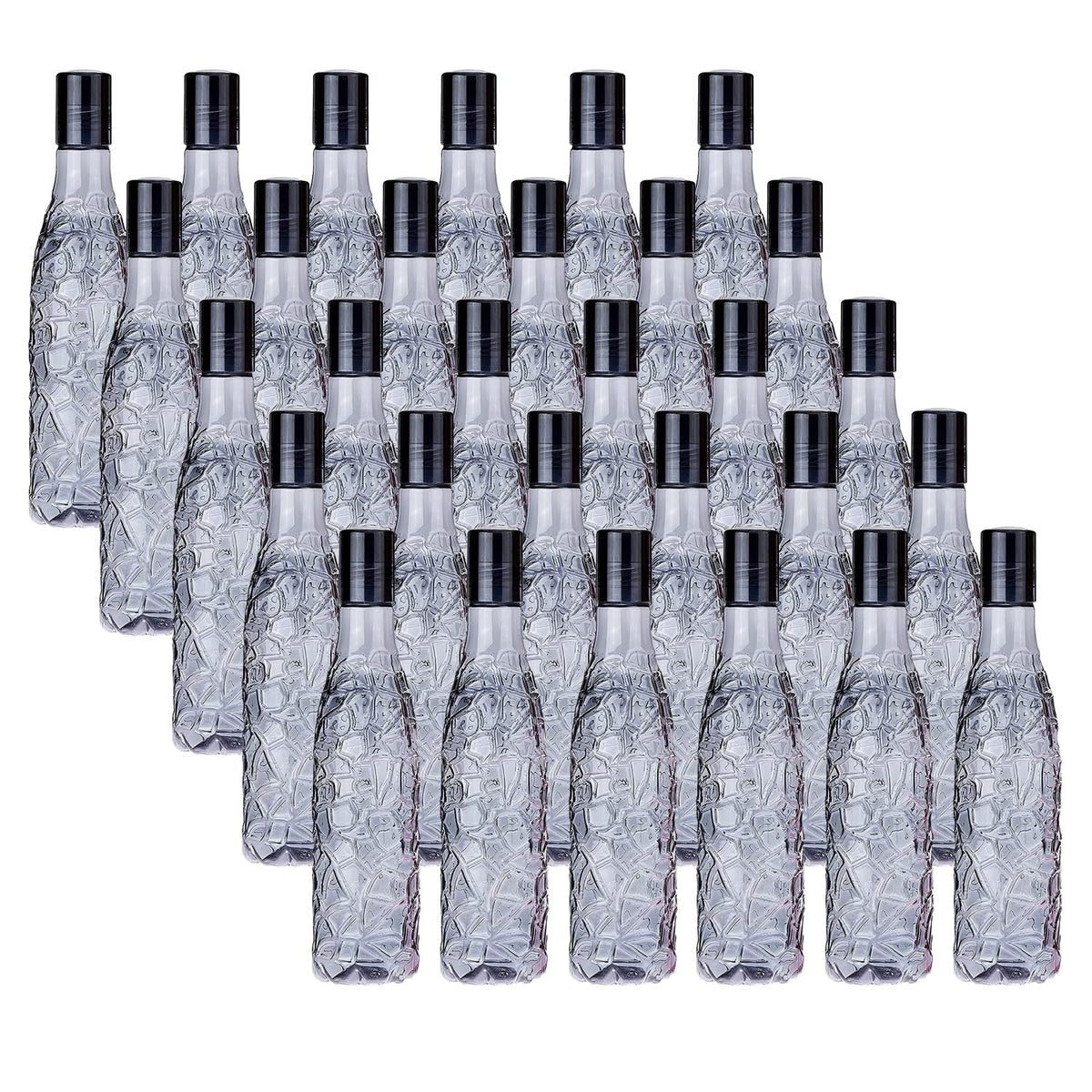 Kuber Industries BPA-Free Plastic Water Bottle|Leak Proof, Firm Grip, 100% Food Grade Plastic Bottles|For Home, Office, & Gym|Unbreakable, Freezer Proof, Fridge Water Bottle|Set Of 6|Black (Pack Of 5)