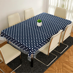 Kuber Industries Dining Table Cover | PVC Table Cloth Cover | 6-Seater Table Cloth | Table Protector Cover | Table Cover for Dining Table | Dot Table Cover | 60x90 Inch | DTC | Blue