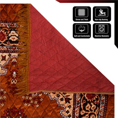 Heart Home Carpet|Velvet Carpet-Rug for Home Décor|Carpet Rug for Bedroom|Carpet for Living Room|Prayer-Yoga Mat|Carpet for Hall|4x6 Ft|Golden