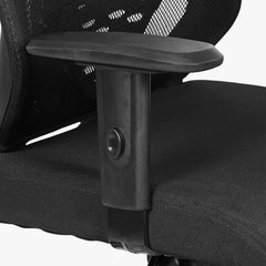 Kuber Industries Ergonomic Office Chairs for Work From Home | Comes with Manual Height Adjustable, Armrest, Headrest & 2D Lumbar Support | Comfy Study Chair for Students with Wheels | Black